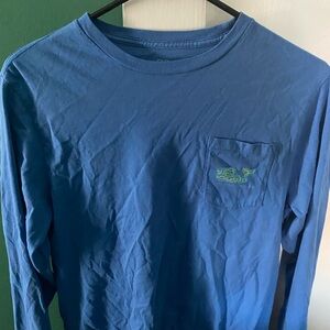 Vineyard Vines Navy Blue Long-Sleeve Pocket Tee with Whale Patch